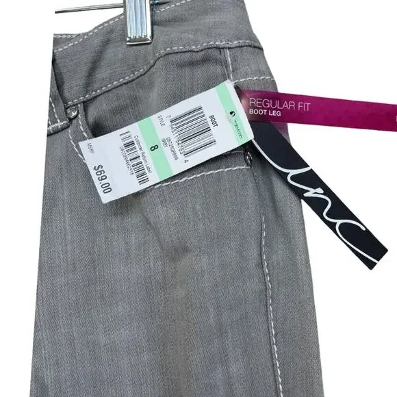 INC International Concepts Jeans Womens Size 8 Gray Regular Fit Bootleg Mid - Picture 4 of 9